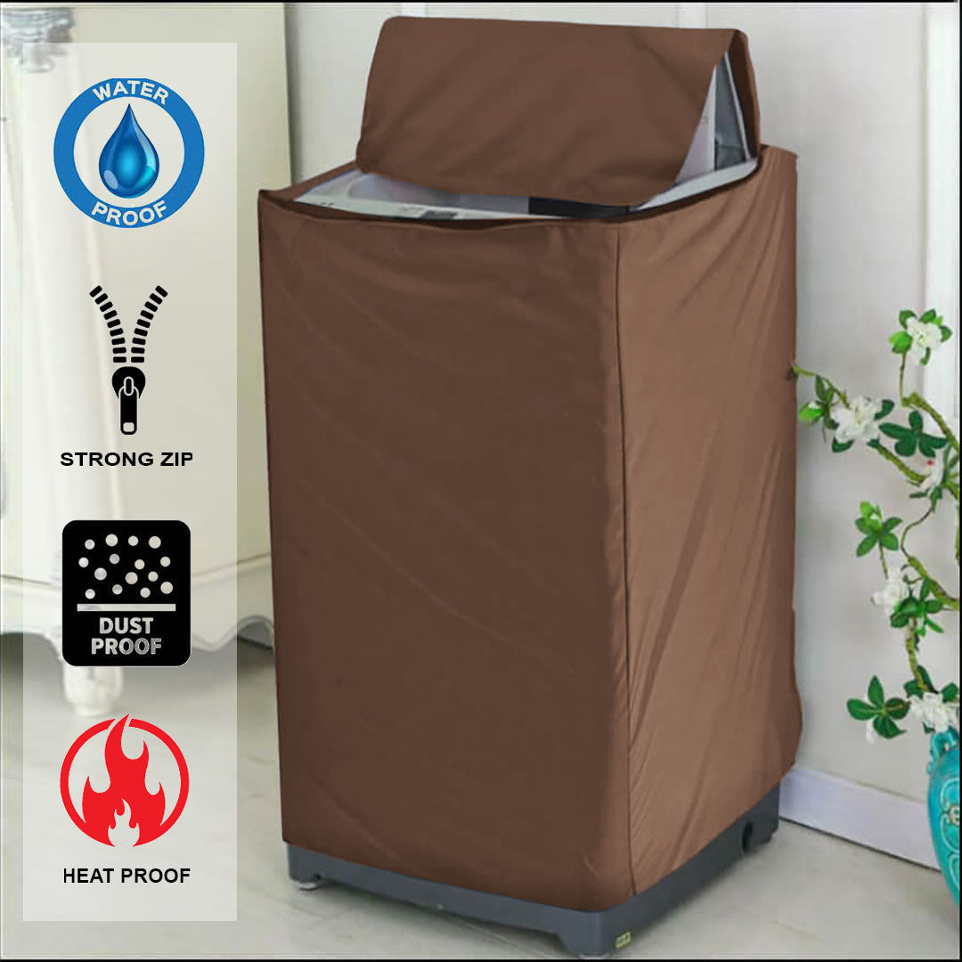 Waterproof Top Loaded Washing Machine Cover (Brown Color)