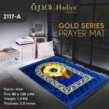 Gold Series Prayer mat Printed Jaye-Nemaaz (Royal Blue Gold)