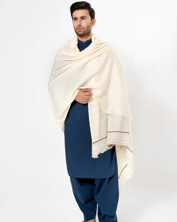 J. Men's Winter Wool Shawl - White
