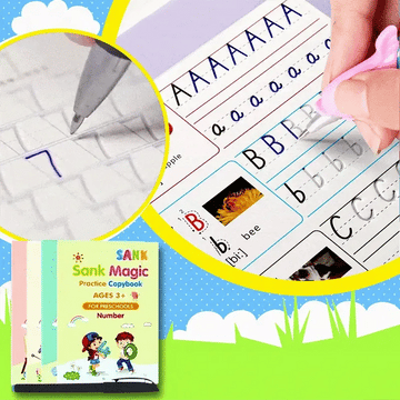 KIDS MAGIC PRACTICE BOOK FOR LEARNING & GROWTH (4 BOOKS + 1 PEN + 1 GRIP + 10 REFILL)