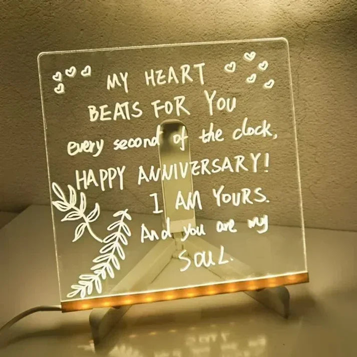 LED Light-Up Writing Board with Markers – Colorful Writing Pad with Stand & Erasable Pens for Kids